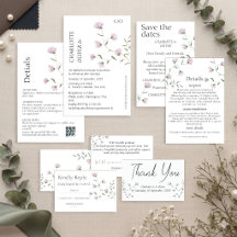 Faire invitation de mariage florale rose minimalis