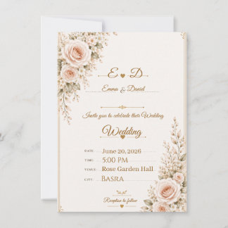 Faire invitation de mariage florale rose pâle élég