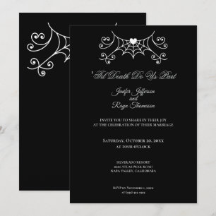 Faire invitation de mariage gothique noir et blanc