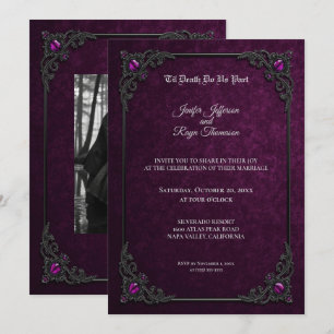 Faire invitation de mariage gothique violet