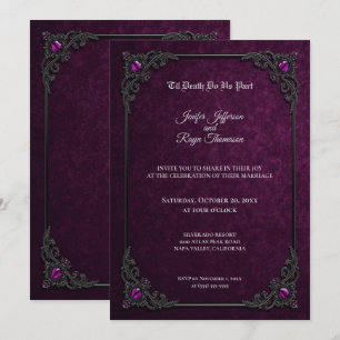 Faire invitation de mariage gothique violet