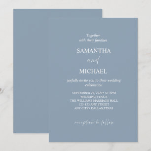 Faire invitation de mariage minimaliste bleu pouss