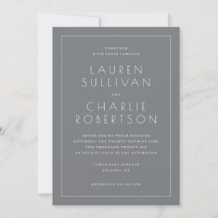 Faire invitation de mariage minimaliste gris éléga