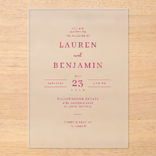 Faire invitation de mariage minimaliste rose sophi