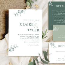 Faire invitation de mariage minimaliste vert moder