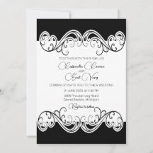 Faire invitation de mariage noir et blanc