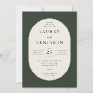 Faire invitation de mariage ovale vert élégant