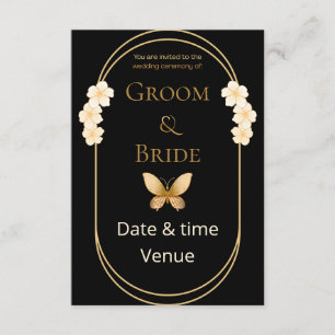 Faire invitation de mariage papillon doré