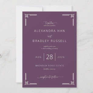 Faire invitation de mariage prune élégant