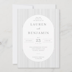 Faire invitation de mariage rayée grise