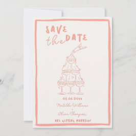 Faire invitation de mariage rose à save the date