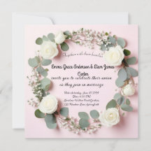 Faire invitation de mariage Rose Blanche & Eucalyp