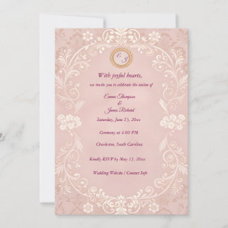 Faire invitation de mariage rose pâle élégante