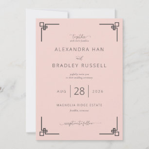 Faire invitation de mariage rose poudré