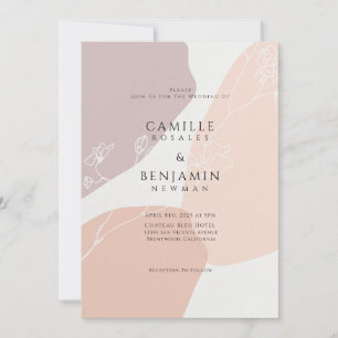 Faire invitation de mariage simple botanique pêche