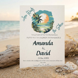 Faire invitation de mariage sur la plage au bord d