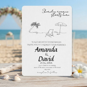 Faire invitation de mariage sur la plage au bord d