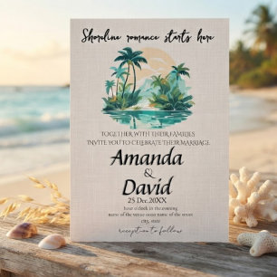 Faire invitation de mariage sur la plage au bord d