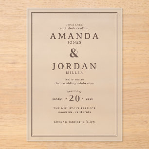 Faire invitation de mariage typographique beige