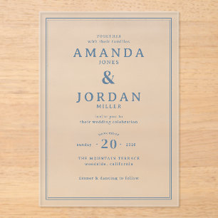 Faire invitation de mariage typographique bleu élé