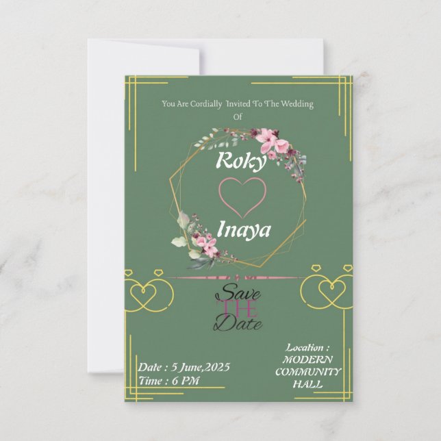 Faire invitation de mariage vert clair (Devant)