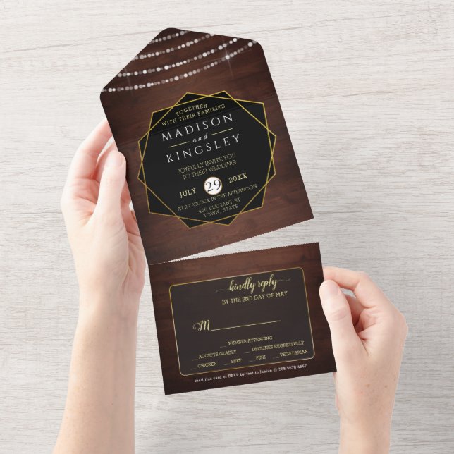 Faire Invitation Tout En Un Bois Rustique (Déchirure)