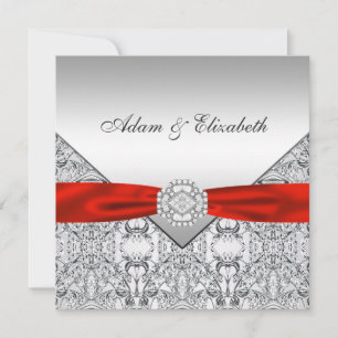 Faire invitations de mariage argent et rouge éléga