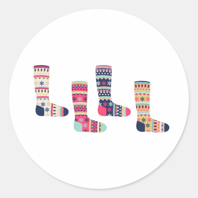 Faire Isle Socks Runder Aufkleber (Vorderseite)
