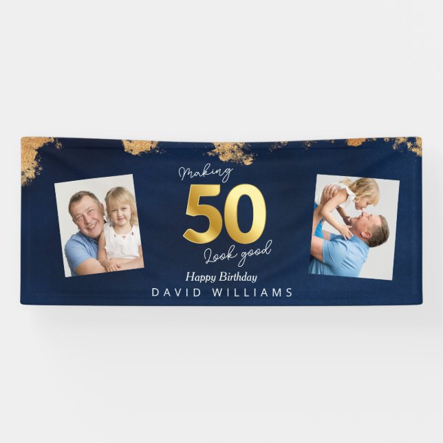 Faire paraître 50 bonne bannière d'anniversaire bl (Horizontal)