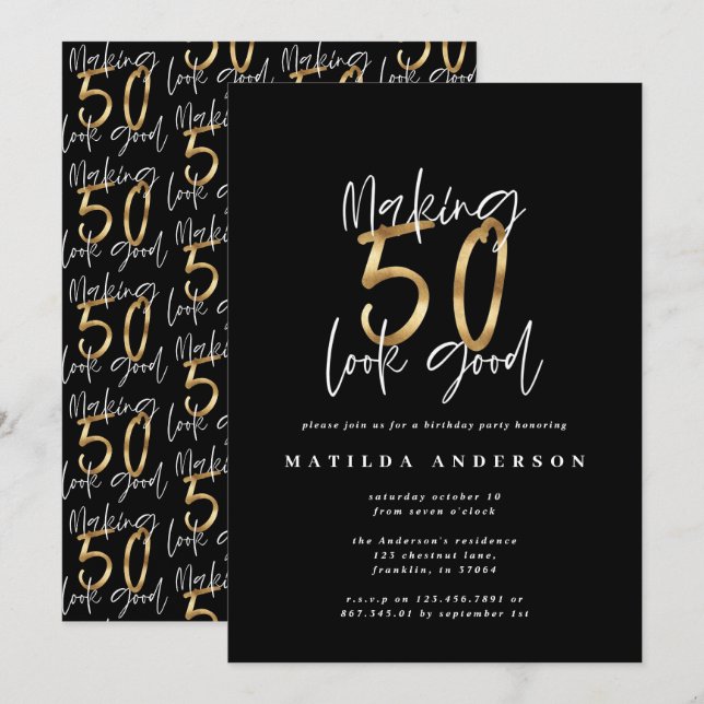 Faire paraître 50 une bonne invitation pour l'anni (Devant / Derrière)