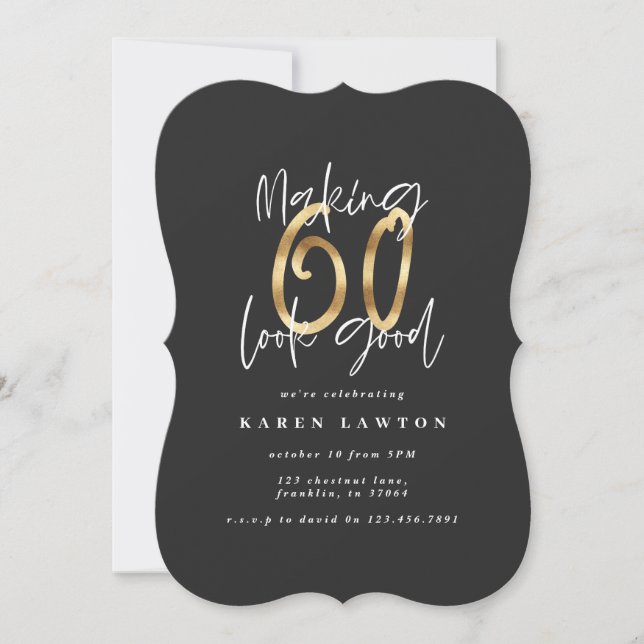Faire paraître 60 bonne invitation pour l'annivers (Devant)