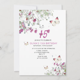 Faire-part 15e anniversaire de papillons Lilac violet Invitat