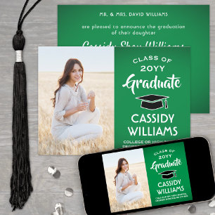 Faire-part 1 Photo Moderne Vert Blanc et Noir Graduation