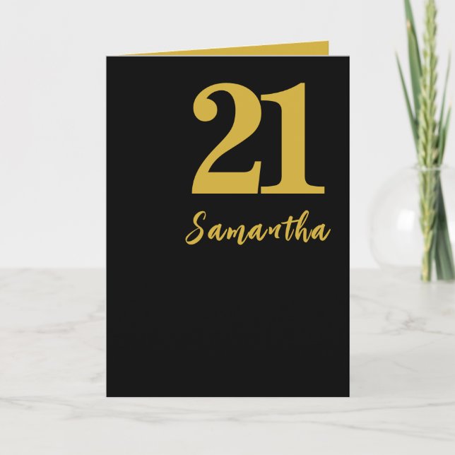 Faire-part 21e Anniversaire Carte, Black and Gold Elegant Car (Devant)