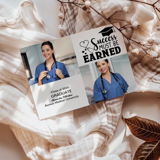 Faire-part 2 Photos Diplômé du Collège de soins infirmiers (Créateur téléchargé)