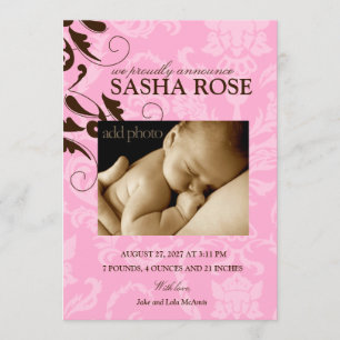 Faire-part 311-Damask Baby Girl