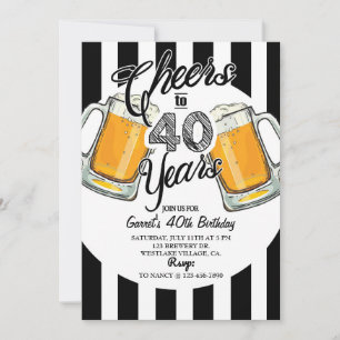 Faire-part 40e anniversaire, sale trente, bière, cheers & biè