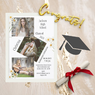 Faire-part 4 Collage de photos Diplôme blanc personnalisé