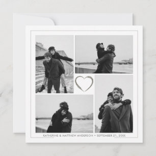 Faire-part 4 Photo Collage Mariage Anniversaire Nom et date