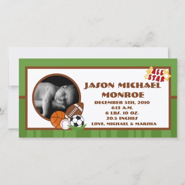 Faire-part 4x8 All Star Green Photo (Devant)