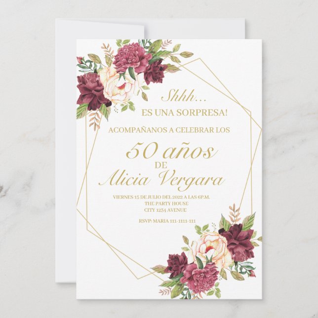Faire-part 50 ans Tarjeta de anuncios plana (Devant)