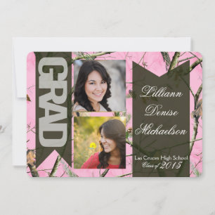 Faire-part 5x7 Chasseurs roses Camo Camoufla Senior Faire-par