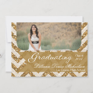 Faire-part 5x7 Gold Parties scintillant Chevron Strip Senior 