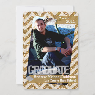 Faire-part 5x7 Gold Parties scintillant Chevron Strip Senior 