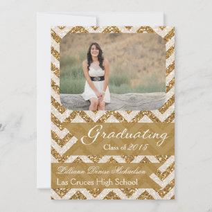 Faire-part 5x7 Gold Parties scintillant Chevron Strip Senior 
