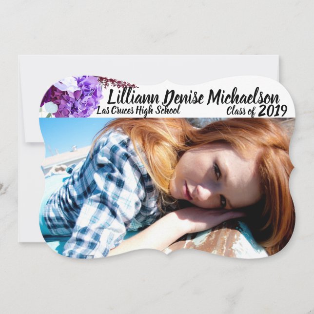 Faire-part 5x7 Hibiscus de lavande haut-Faire-part en blanc (Devant)