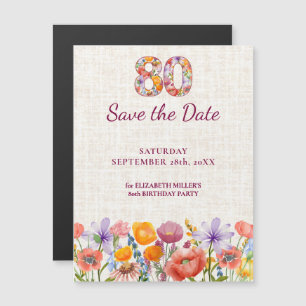 Faire-part 80e anniversaire Elegant Wildflower