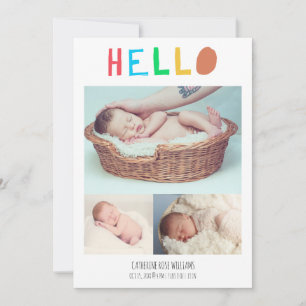 Faire-part Accueil nouveau-né couleur mignon Bonjour bébé