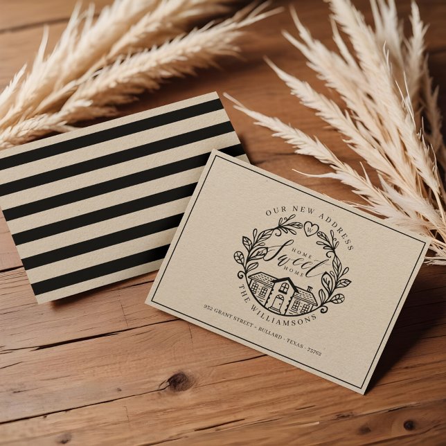 Faire-part Accueil Sweet Home Nous avons déménagé à la maison (Home Sweet Home We've Moved Home Wreath Crest Announcement)