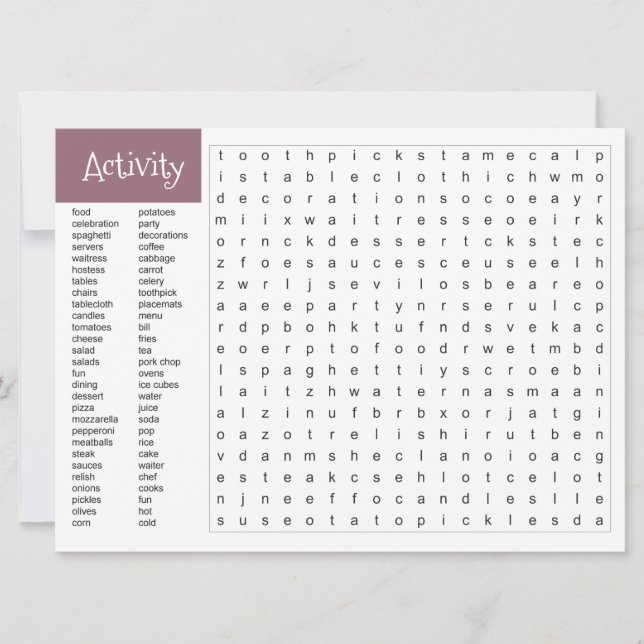 Faire-part Activité de divertissement manquante (Devant)